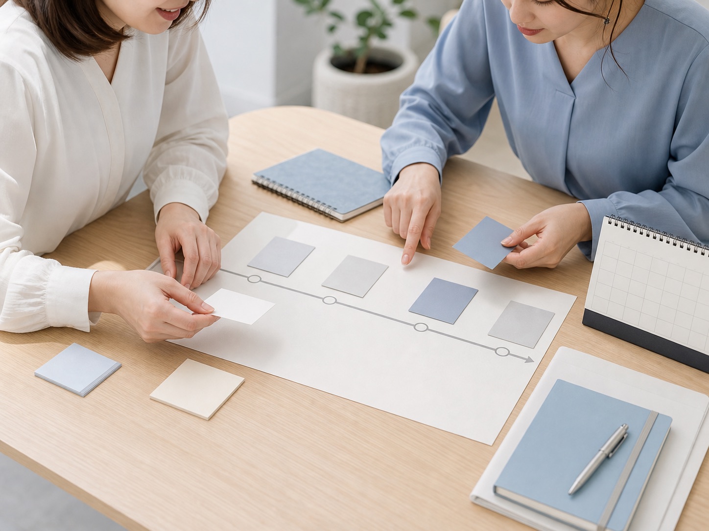 入社後の支援計画を確認するチーム